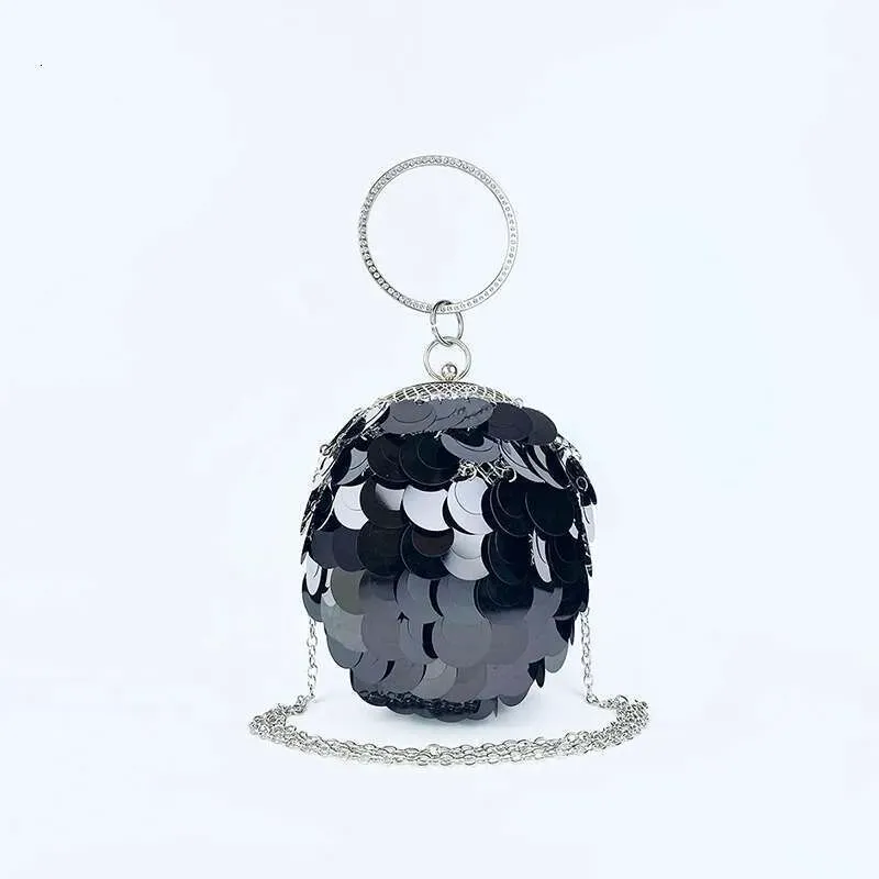 Designer 2025 Unique Design Of Niche, Three-Dimensional Spherical Metal Handmade Sequin Banquet Bracelet, Circular Bag_voghion.com