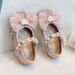 Mother&Kids Sweet knit rhinestones Princess shoes for girls with big bows small leather for children_voghion.com