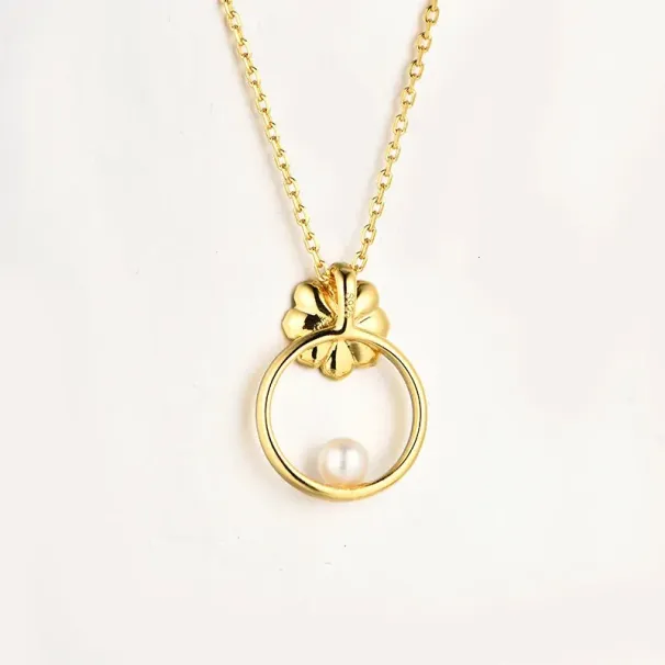 MULICHEN 4mm Perla d'acqua dolce naturale Ciondolo in argento sterling placcato con oro K in collana per donna 240119_voghion.com
