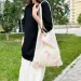 Preppy Style Crochet Tote With Butterfly Accents Solid Color Polyester Shoulder Foldable Fashion Beach Bag 250402_voghion.com