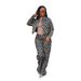 Women's Clothing Casual Jacquard Plaid Washed Denim Suit Women's Casual Jacquard Checkered Washed Denim Outfit Set Winter Wear Grey S-XXL_voghion.com
