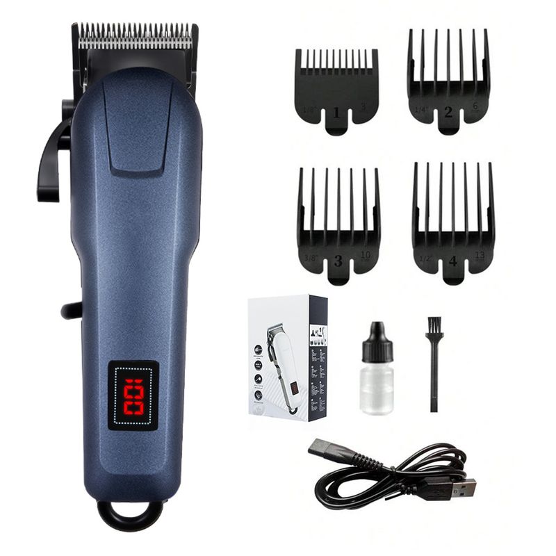 Professional Hair Clipper With Steel Blade - Rechargeable & Quiet Electric Trimmer For Salon & Home Use, Digital Display_voghion.com