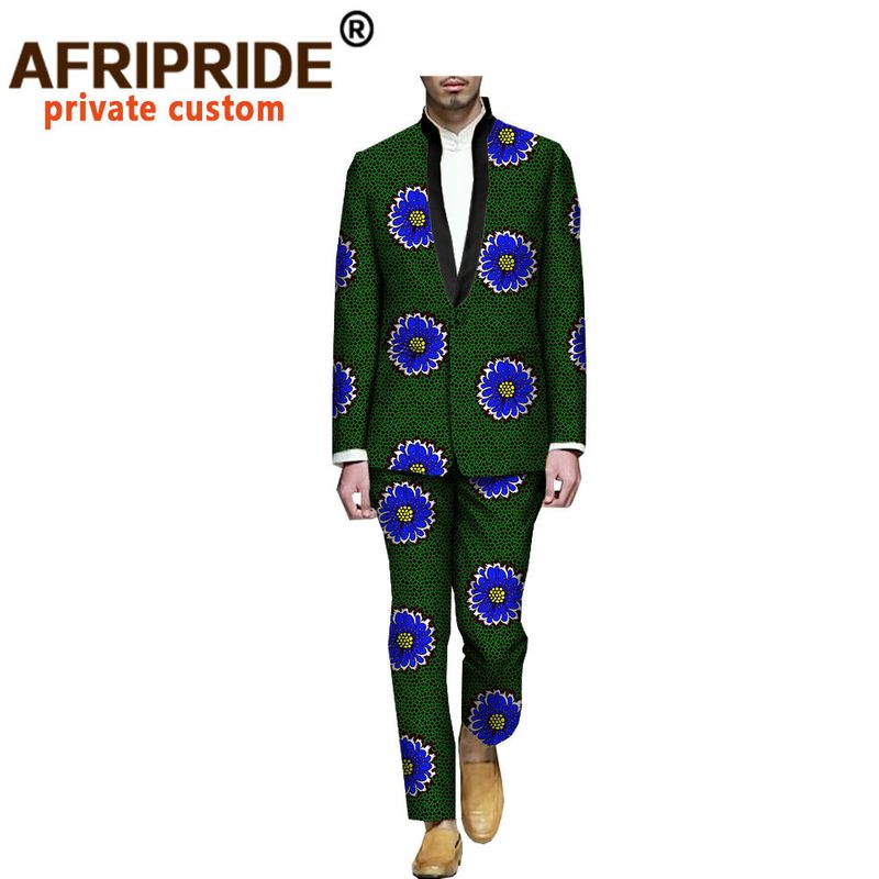 Herrenbekleidung, afrikanischer Nationaldruck, Batik-Baumwoll-Herrenanzug_voghion.com