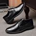Versatile Work Plaid Print Pointed Toe Lace-up Business Casual Leather British Style Men's Shoes_voghion.com