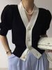 Women's outer wear slim knitted cardigan short-sleeved jacket for women_voghion.com