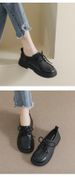 Schwarze, kleine Lederschuhe zum Schnüren, Plateau-Loafer im College-Stil für Damen, Retro-Einzelschuhe mit weicher Sohle_voghion.com