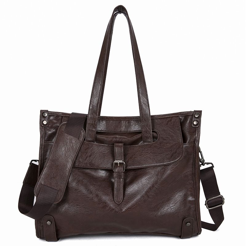 Mallette professionnelle en cuir pour homme – Sacoche pour ordinateur portable grande capacité pour le travail, les déplacements et les voyages – Matériau PU élégant et durable_voghion.com