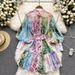 Women's Ins Lazy Holiday Style Loose Chiffon Printed Ruffled Pleated Dress With Large Hem_voghion.com