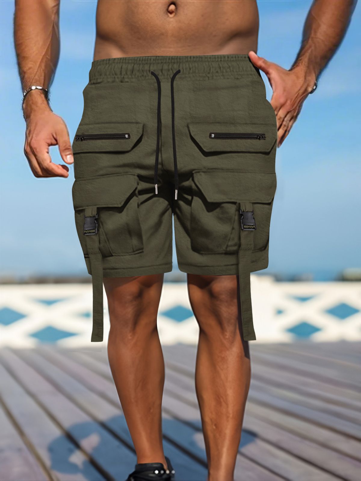 Men's Clothing Functional Workwear Shorts Men's Summer Multi Pocket Paratrooper Pants Loose Sports Shorts_voghion.com