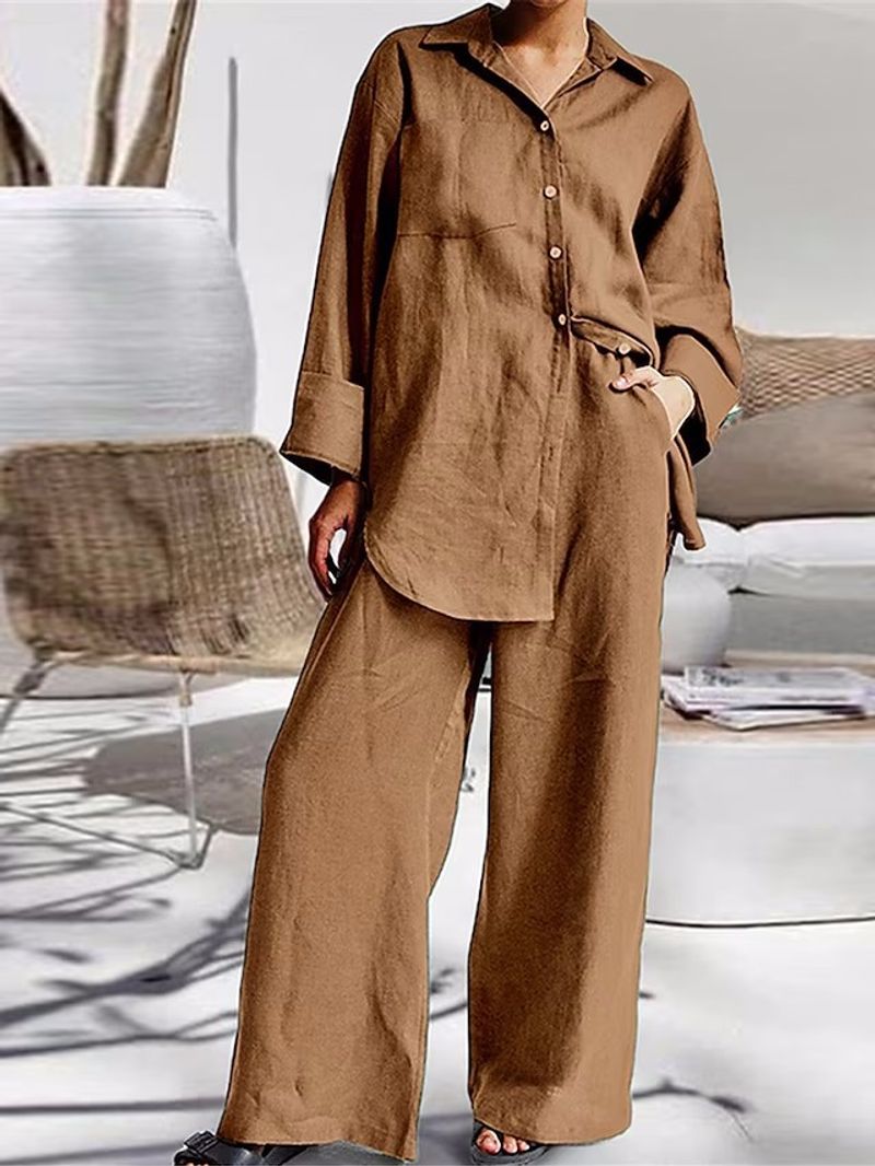 Women's Clothing New Nine Quarter Sleeve Shirt Loose Pants Two Piece Suit_voghion.com