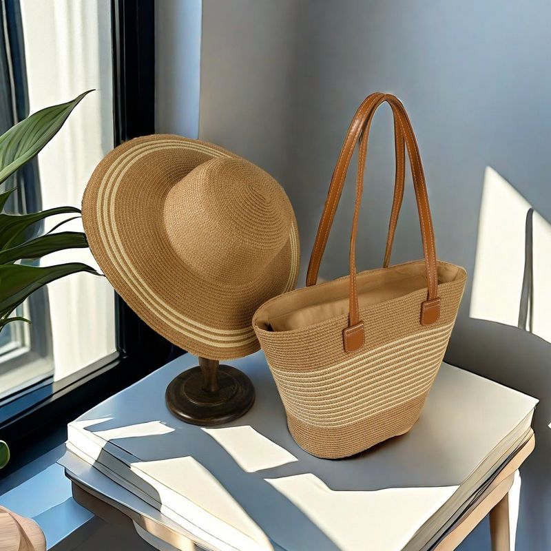 Borsa a tracolla singola in paglia, alla moda, grande capacità, intrecciata, da donna, borsa da spiaggia in stile francese_voghion.com