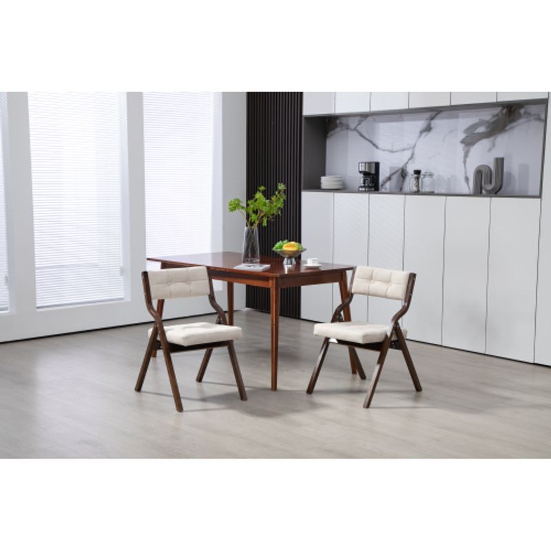 Sillas plegables HOMEFUN con cojín, juego de 2 sillas plegables de madera acolchadas, portátiles y ensambladas, para comedor, cocina, oficina, bodas y fiestas, color crema_voghion.com