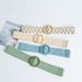 Fresh And Fashionable Elastic PP Straw Woven Wide Bohemian Style Round Buckle Decorative Dress Belt For Women_voghion.com