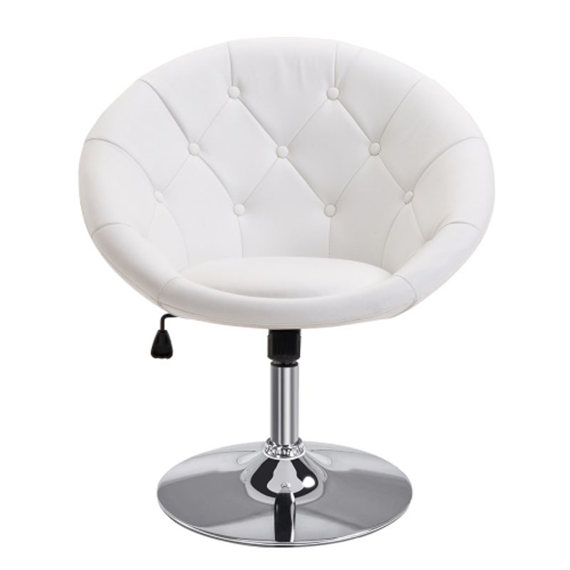 HOMCOM Arbeitshocker Drehhocker Verchromt Höhenverstellbar Schwarz Weiß PU Stahl 56x71x78-90cm Para Oficina y Trabajo_voghion.com