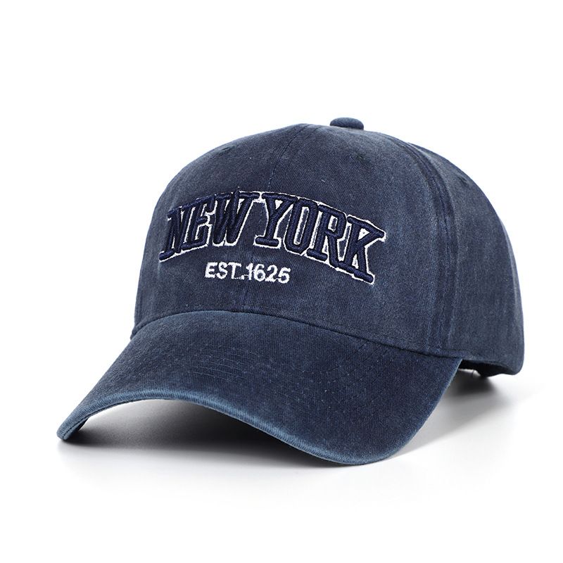 Baseball American Style Washed Cotton Vintage Versatile Face Slimming Embroidered Duckbill Cap_voghion.com
