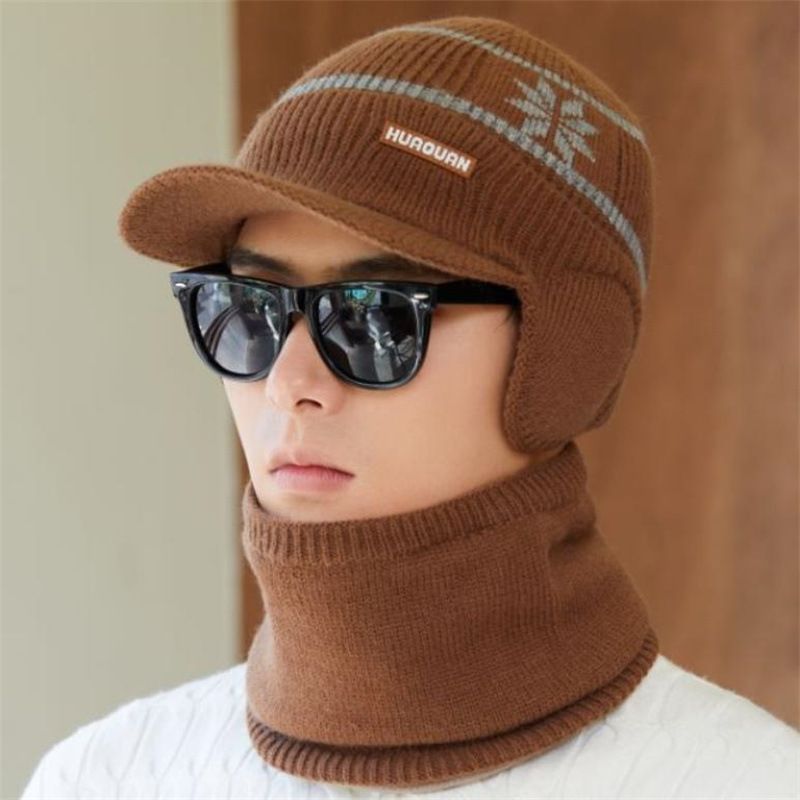 Wanter Samt verdickte Ouerschutz Strickmütz Outdoor Vëlofueren waarm kal Mütz kal a winddicht Schal Set_voghion.com