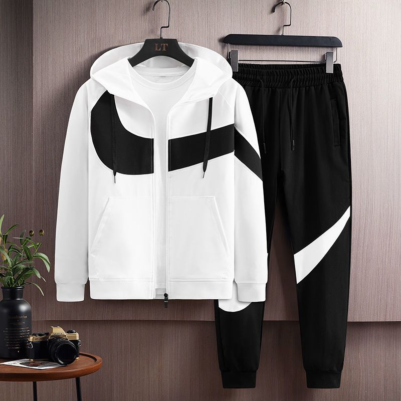 Nuevo conjunto de ropa deportiva juvenil, sudadera con capucha y cárdigan para hombre, conjunto de dos piezas moderno, elegante y atractivo._voghion.com