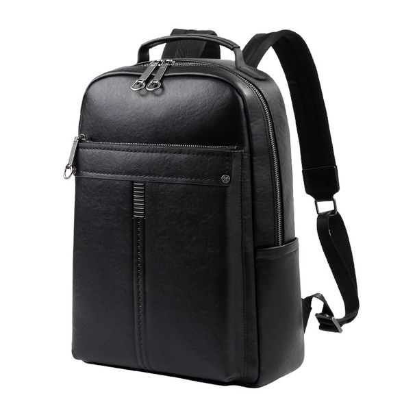 2025s Genuine Leather Fashion For Men, Simple Solid Color Top Layer Cowhide Backpack, Multifunctional Laptop Backpack_voghion.com