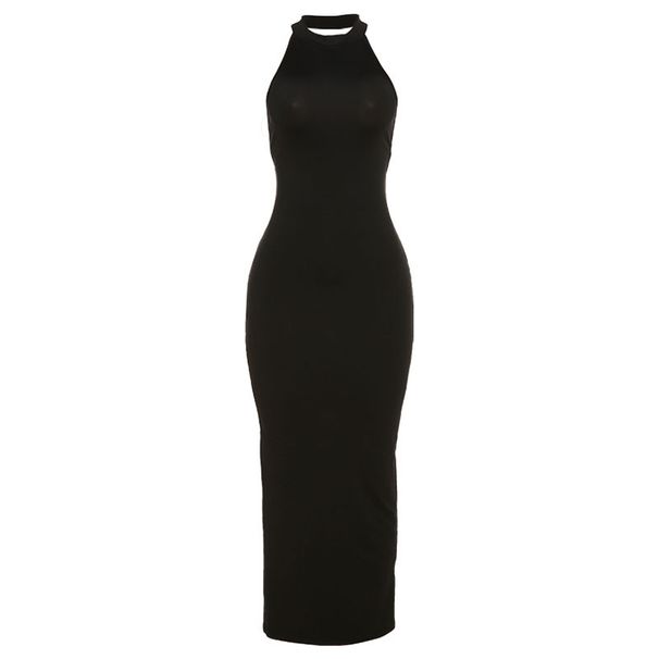 GraceChic 2022 Summer New Women's Fashion Halter Neck Sexy Backless Slit Bodycon Slim Dress_voghion.com