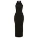 GraceChic 2022 Summer New Women's Fashion Halter Neck Sexy Backless Slit Bodycon Slim Dress_voghion.com