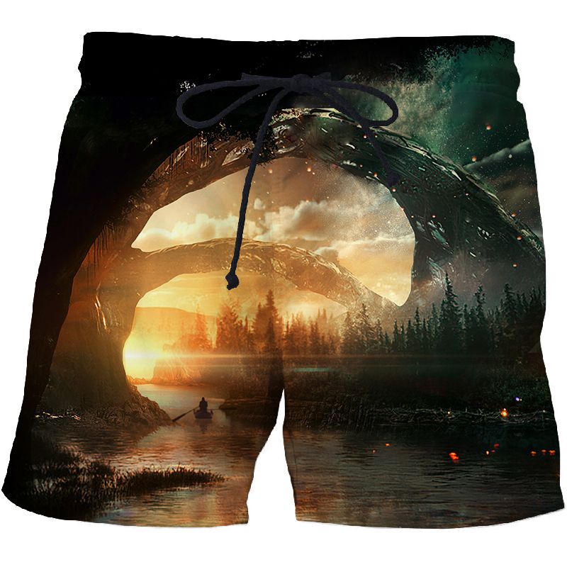 Men's 2023 Summer 3D printed fish pattern Casual swimming beach oversized adult swimsuit beach Short_voghion.com