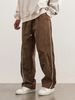 Rahat Uzun İlkbahar Sonbahar Erkek Bol Düz Geniş Paça Pantolon Yeni Dokuma İşlemeli Eşofman Altı_voghion.com