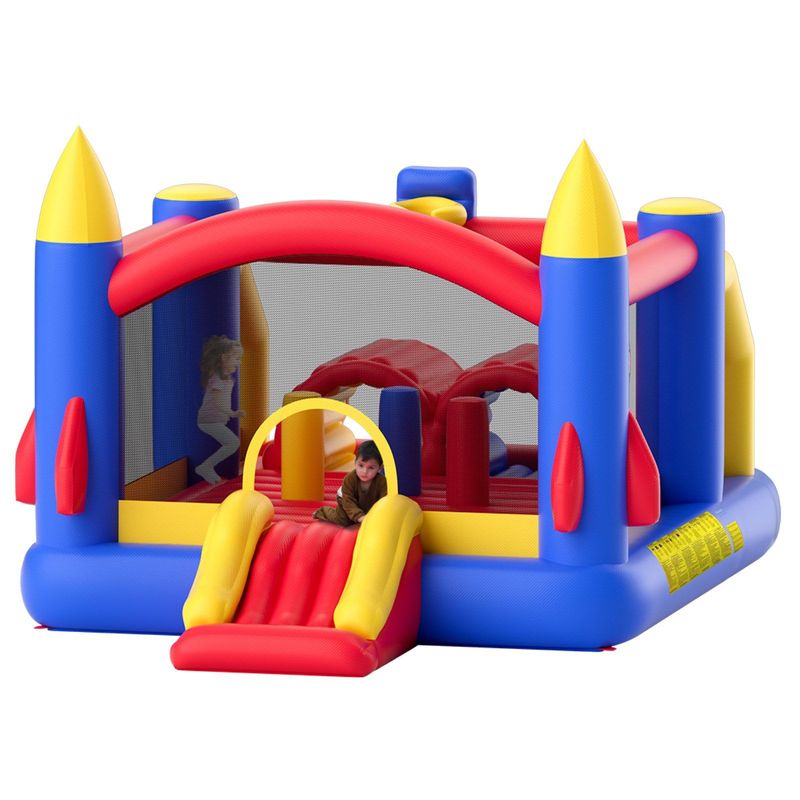 VEVOR Inflatable Bounce House, Outdoor High Quality Playhouse Trampoline, Jumping Bouncer With Blower, Slide, And Storage Bag, Family Backyard Bouncy Castle, For Kid Ages 3–8 Years, 160x94x96 Inch_voghion.com