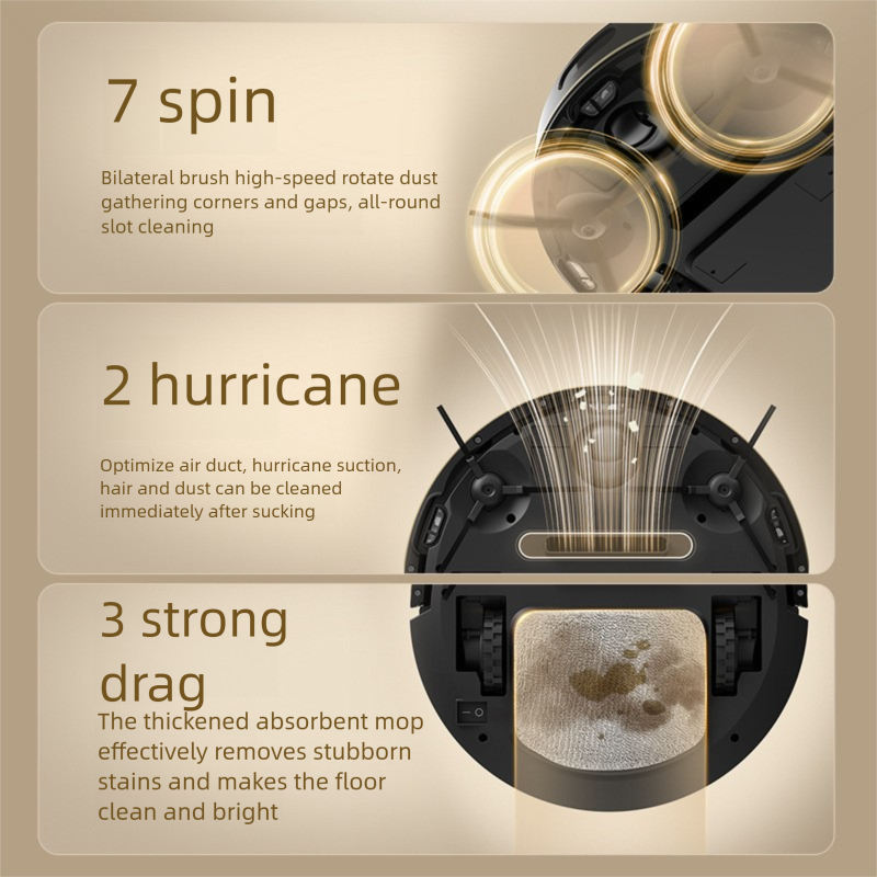 Vollautomatischer Saugroboter, 3-in-1-Gerät zum Kehren, Wischen und Staubsaugen für Zuhause, intelligente Navigation_voghion.com