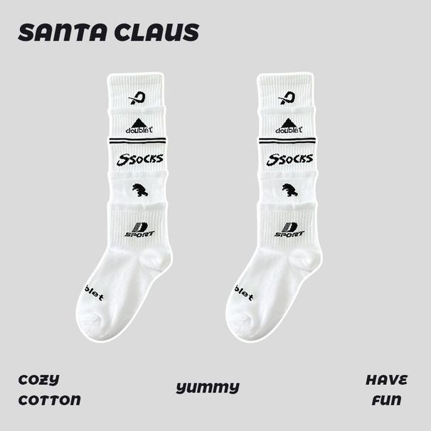 Dwuwarstwowe bawełniane skarpetki piłkarskie dla mężczyzn, za kolano, z nadrukiem, dla kobiet, wyjątkowe i modne_voghion.com