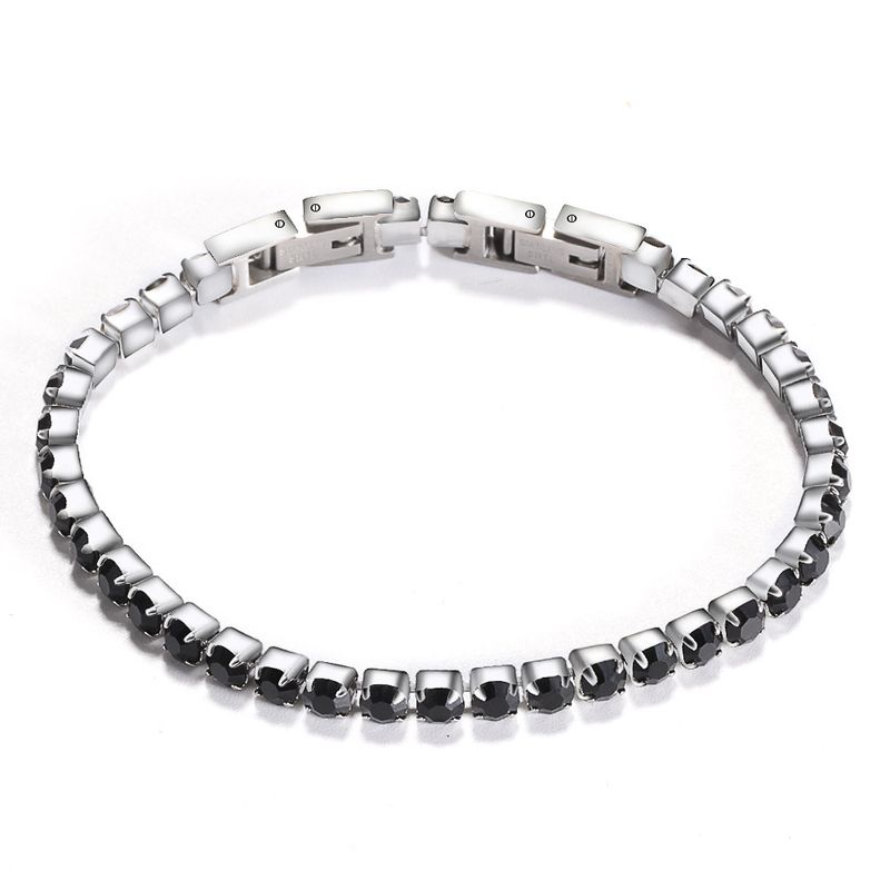 Fashion Full Shining Cubic Stones Inlaid Square Links Chain Bracelet By Stainless Steel With 2 Buckle Clasp For Adjustable Size_voghion.com