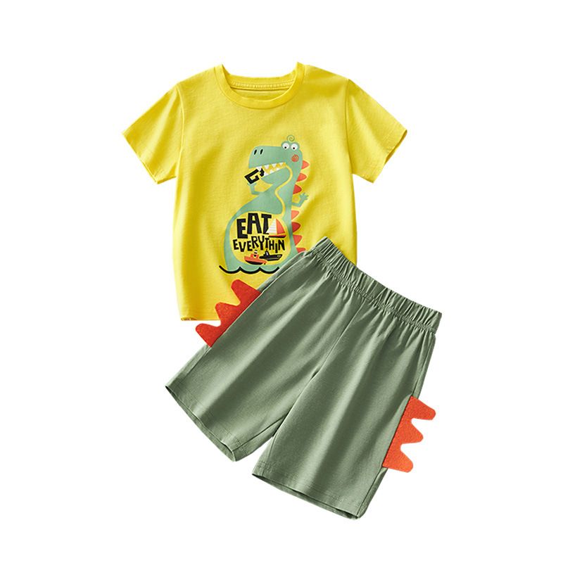 Sommeranzüge für Mutter und Kind Rundhals-T-Shirt-Anzüge für Kinder Kurzarmanzüge Kurzärmelige zweiteilige Anzüge für Kinder Kinderbekleidungsanzüge_voghion.com