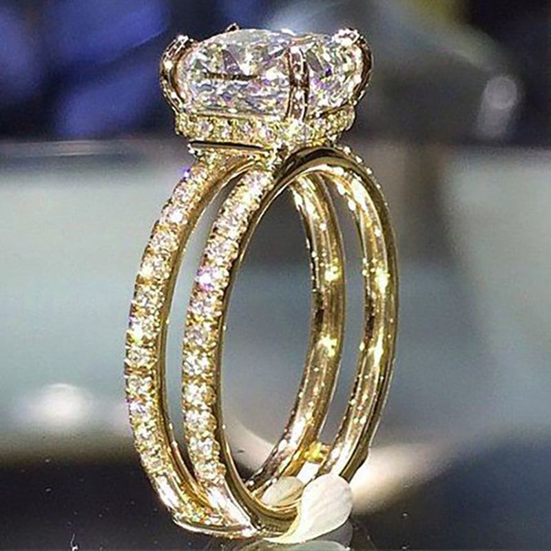 Cao Shi Moda Altı Pençe Kübik Zirkonya Tek Kadın Popüler Nişan Yemeği Yüzüğü_voghion.com