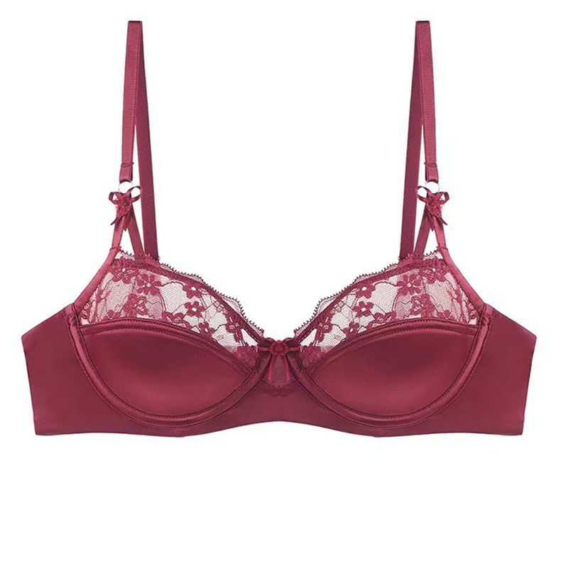 Intimo da donna con bordo in pizzo lucido, stile hot, reggiseno con anello in acciaio morbido, stile francese, per seno grande e piccolo._voghion.com