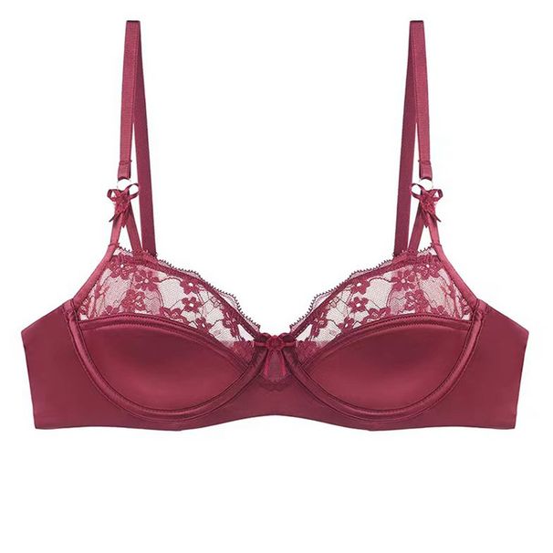 Intimo da donna con bordo in pizzo lucido, stile hot, reggiseno con anello in acciaio morbido, stile francese, per seno grande e piccolo._voghion.com