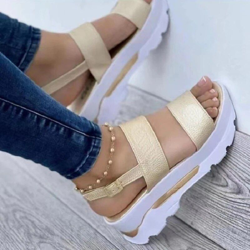 Sandale de vară cu toc înalt, cu platformă și cataramă, pentru femei, cu platformă și pantofi sport, stil punk, plajă, sandale groase, sandalii de damă_voghion.com