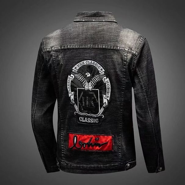 Suitable For All Seasons Men's Denim 2025 Spring Autumn Trend Slim Fit Stretch Trendy Brand Embroidered Jacket_voghion.com