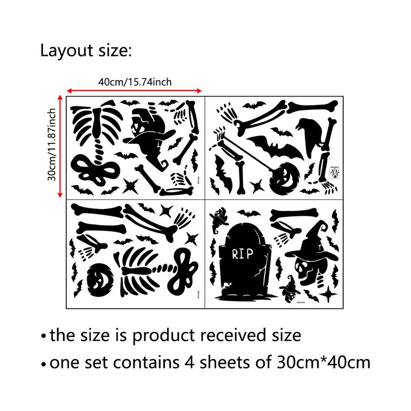 Black skull Bat self-adhesive PVC stickers character fun holiday Halloween decorative wall stickers_voghion.com