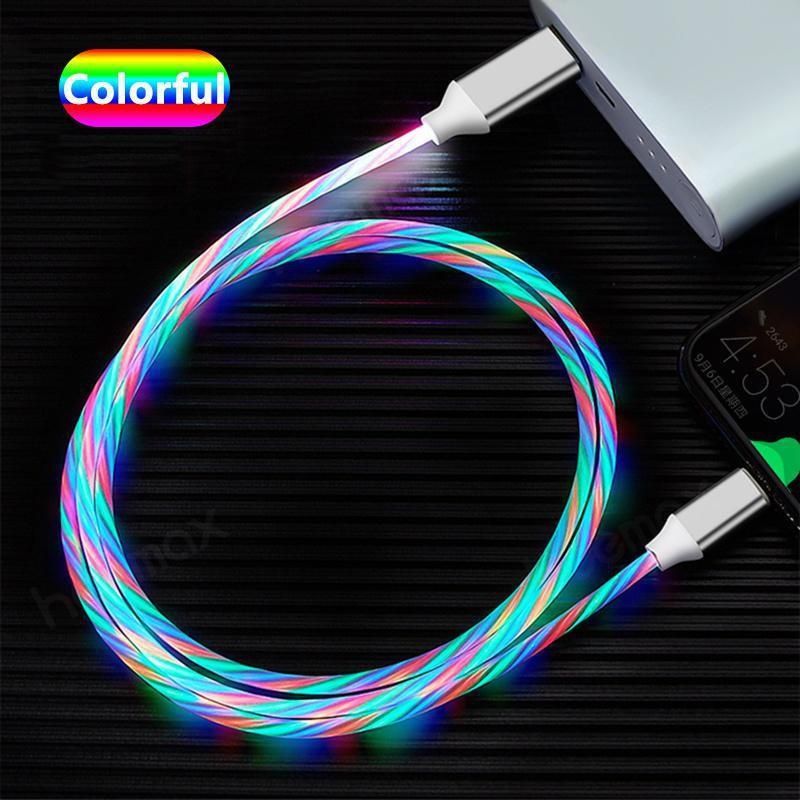 Câble lumineux lumineux 6 couleurs pour recharge rapide de téléphone portable, compatible avec iPhone et Android, type C_voghion.com