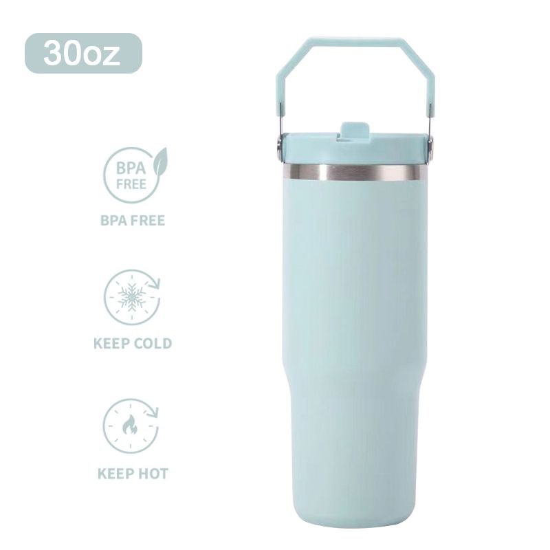 Thermoses 30oz Portable Car Cup 304 Stainless Steel Vacuum Straw Ice Cup Portable Thermos Cup_voghion.com