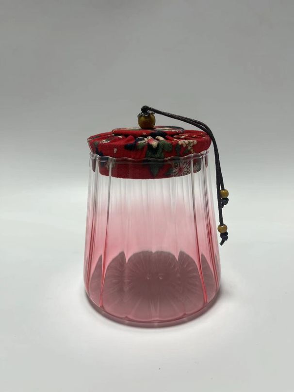 Bunte Teedose aus Glas mit floralem Deckel – 500 ml luftdichtes Vorratsglas (dekorativer Vorratsschrank-Organizer, stapelbares Design)_voghion.com