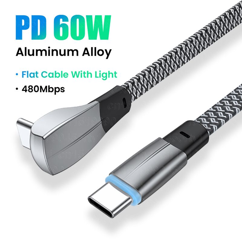 Elbow PD20W USB C to 8-Pin Cable For iPhone 14 13 12 11 Pro Max Type C Fast Charging Cable Flat USB Data Wire     _voghion.com