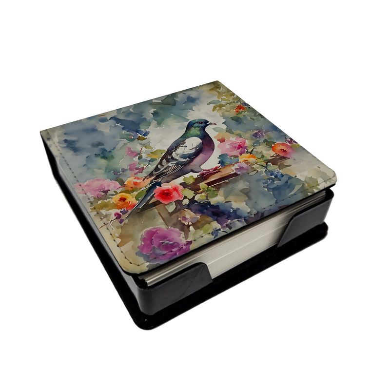 Pigeon PU Leather Note Paper Holder With Artist-Designed Cover, Desk Accessory, Office Gift_voghion.com