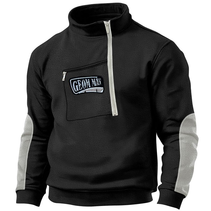 Men's Clothing Men's V Neck Buttoned Sweatshirt Fleece Warm Tactical Sweatshirt Pullover Training Men's Long Sleeved_voghion.com
