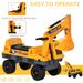 No Power Ride On Excavator Digger Music Light For 2-3 Years Old Yellow HOMCOM_voghion.com
