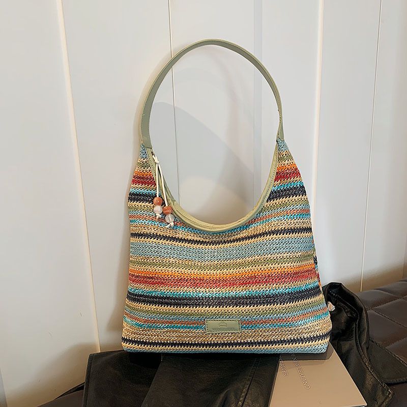 Borsa a tracolla South Wind Chiond Rainbow Tote Summer da donna versatile 2024 nuova borsa a tracolla intrecciata di grande capacità_voghion.com