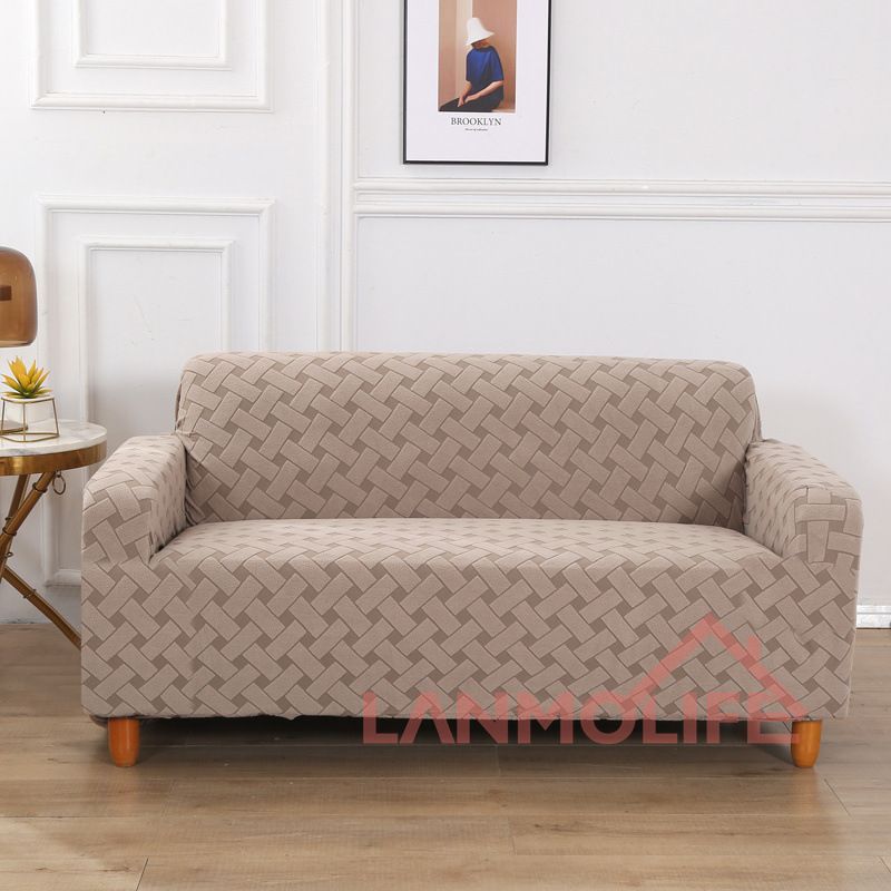 Copridivano elastico semplice quattro stagioni ispessito, copridivano antipolvere a tre posti in tinta unita con jacquard incrociato_voghion.com