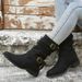 2022 Winter new foreign trade plus size mid-calf boots Women's Round Toe Flat belt buckle Martin boots motorcycle boots in stock_voghion.com