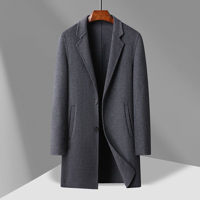 Men's Clothing autumn and winter new wool double faced wool coat Men's medium length hand sewn wool coat_voghion.com