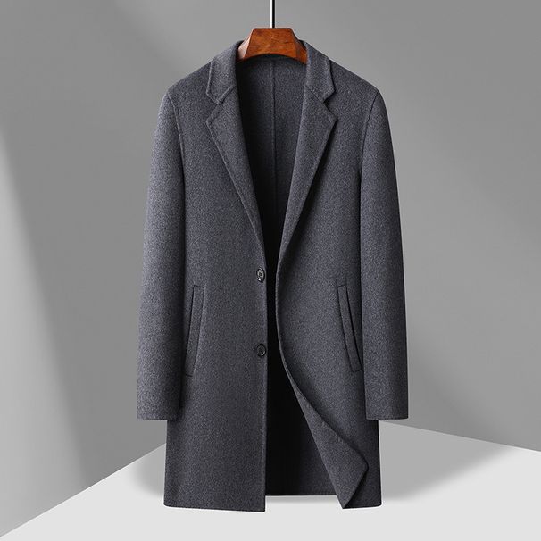 Men's Clothing autumn and winter new wool double faced wool coat Men's medium length hand sewn wool coat_voghion.com