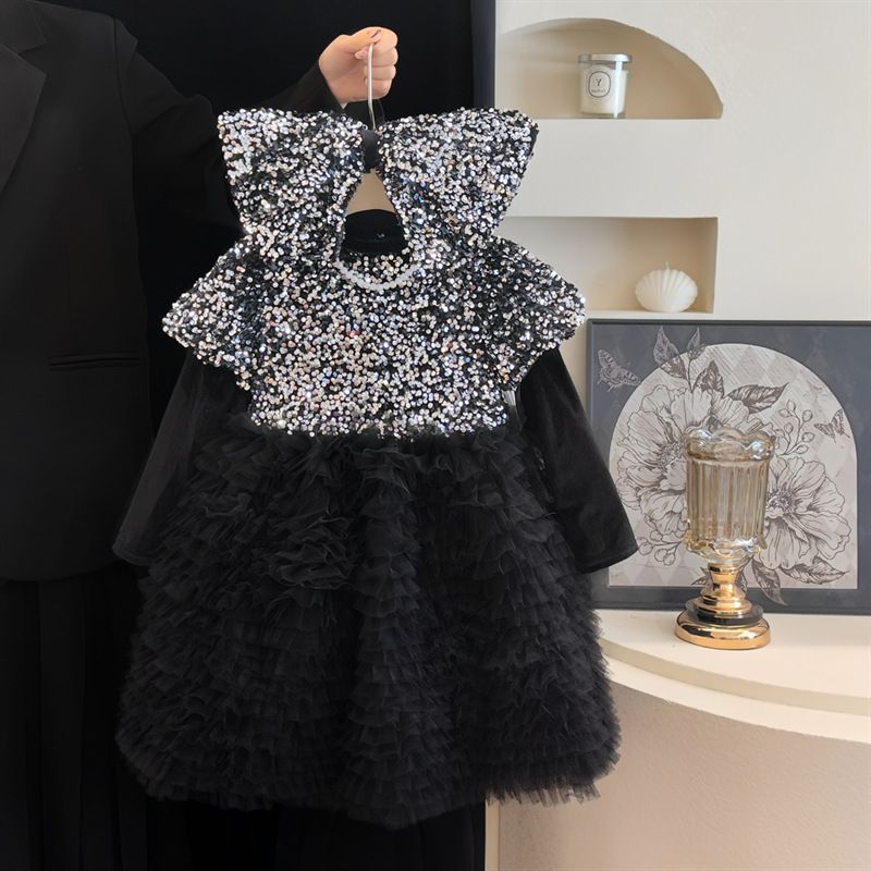 Vêtements pour petites filles Robe de princesse à paillettes Robe de gâteau en maille robuste de haute qualité Robe d'anniversaire Robe de Noël Nouvel An_voghion.com